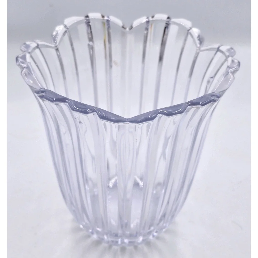 5th Avenue Vintage Ribbed Cut Crystal Tulip Ice Bucket Champagne Wine‎ NO LID